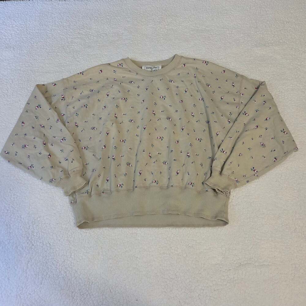 Vintage Carole Little for St Tropez Floral Bird Print Long Sleeve Top Size M